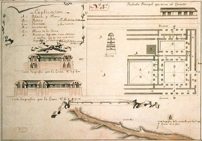 Plan of the Archaeological excavations of Palenque, Mexico, 1785 by Spanish School